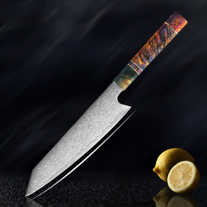 SAKUTO (久拓) Japanese Damascus Steel Kitchen Knife With Coloured Octagonal Handle